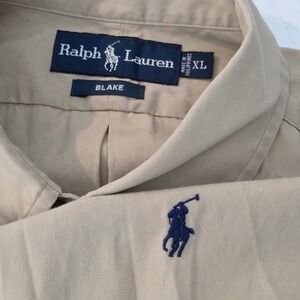 Ralph Lauren Men's XL Blake Khaki Tan Button Down Short Sleeve Shirt Pony Logo